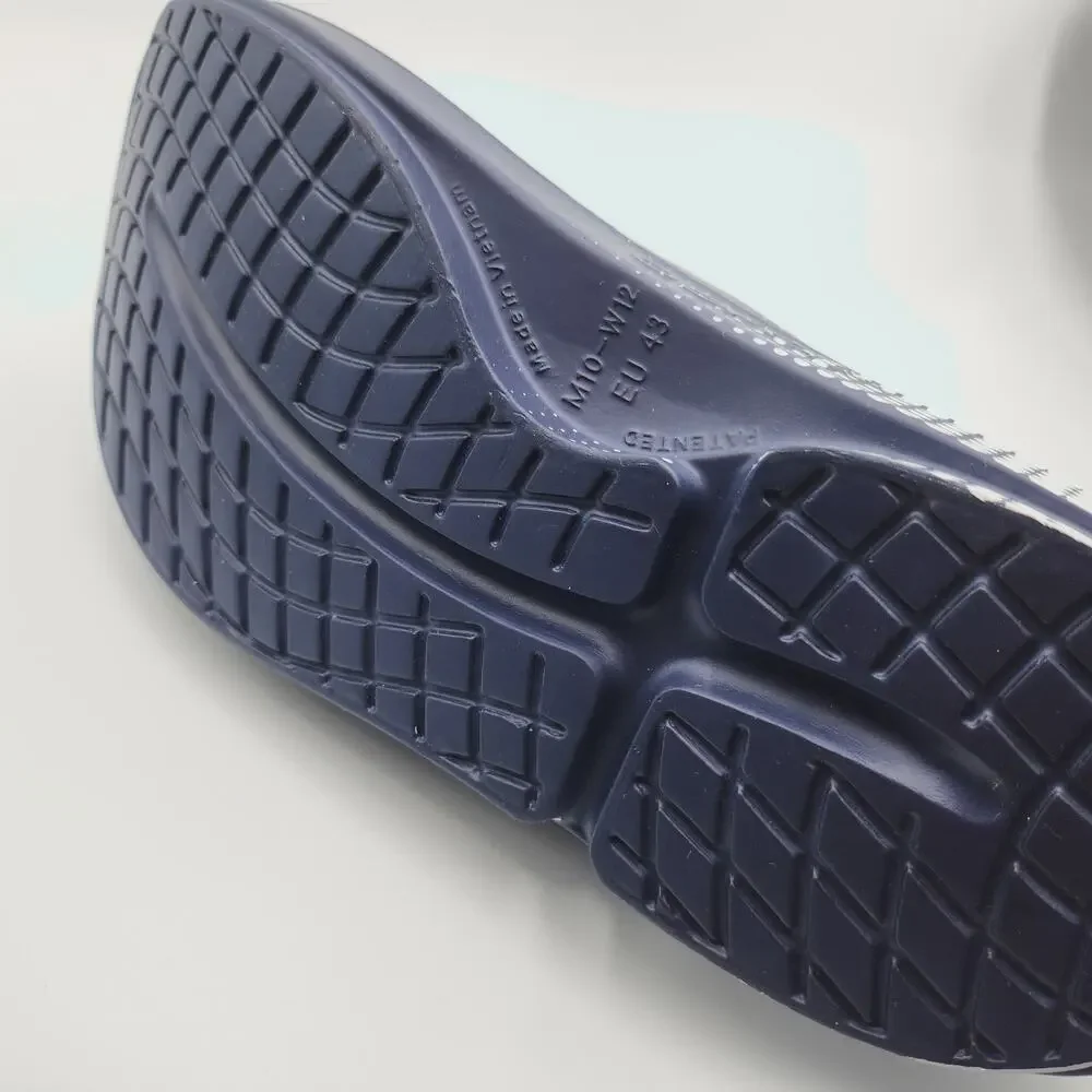 Mens Sz 10 OOFOS Slide Sandals OOahh Sport Lightweight Recovery Navy Matrix 1500